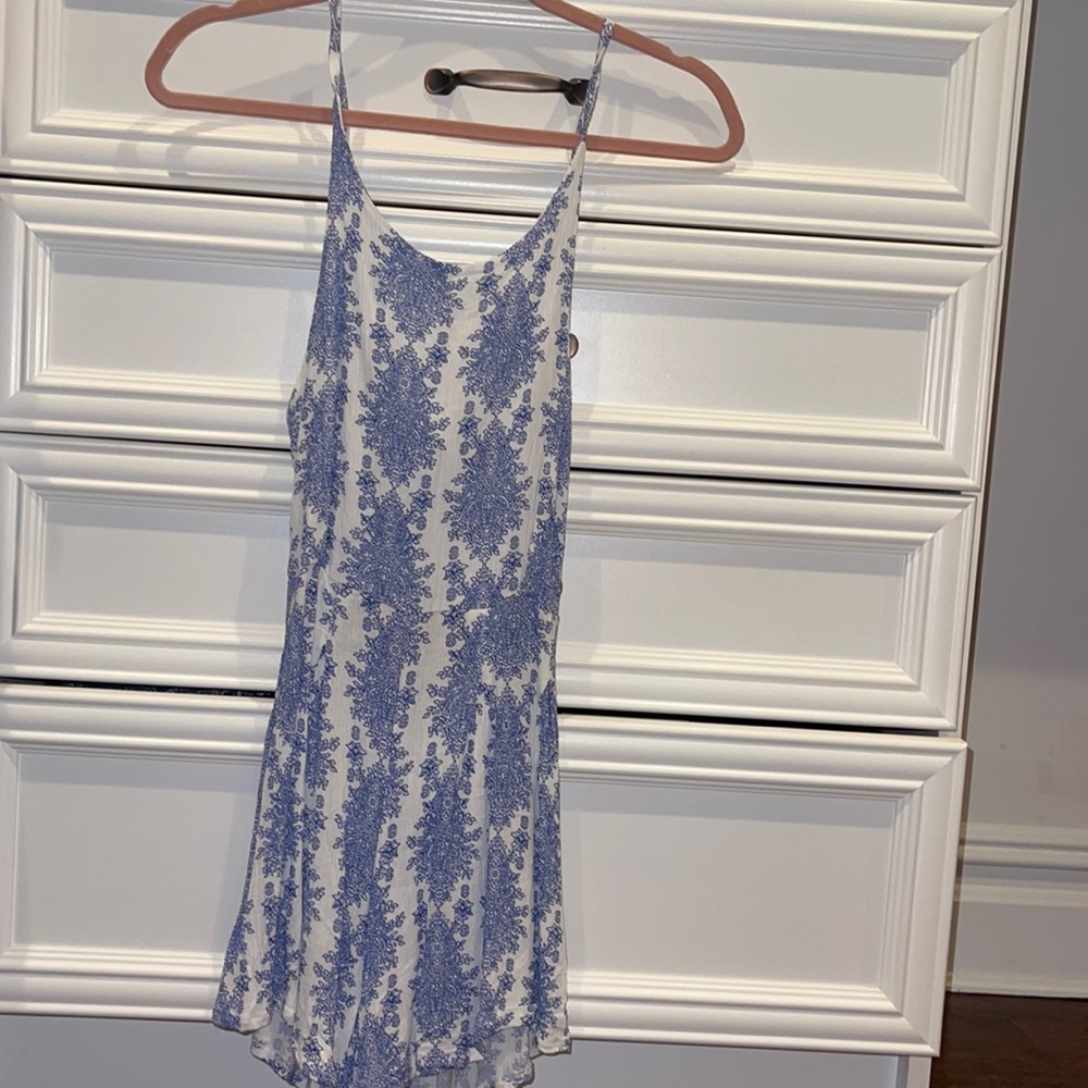 White and blue flowy romper!
